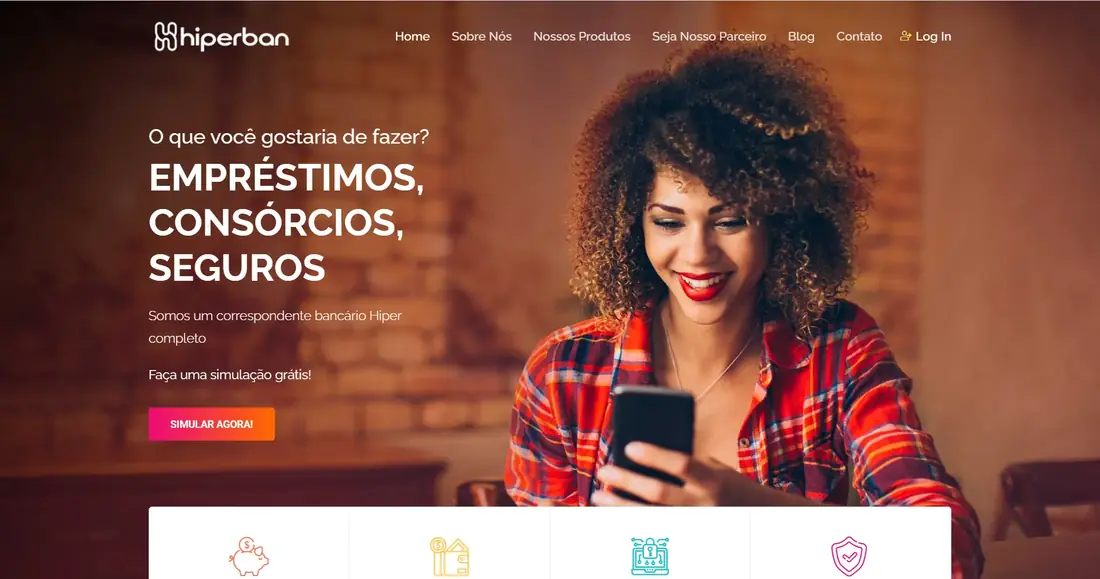 Site da Hiperban — empréstimos, consórcios e seguros