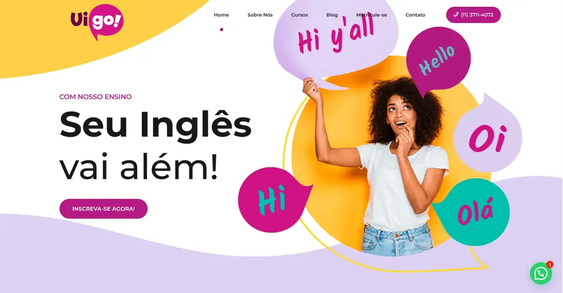Site da Uigo — plataforma de ensino de inglês